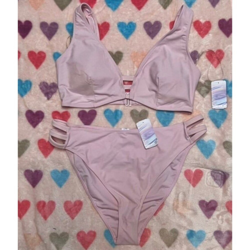 Plus Strappy Two Piece Bikini Swimsuit NWT Lilac F21 new